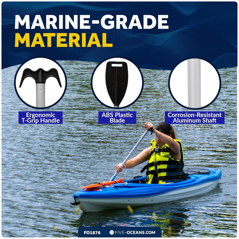 Five Oceans Canoe Paddle, Canoe Paddles and Boat Hook, Black, 4-Feet Long, Anodized Aluminum Shaft, Reinforced ABS Plastic Blade & Hook, Lightweight - Image 2